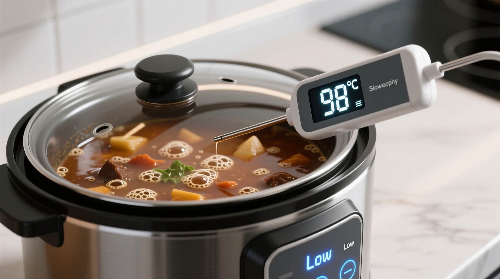 Slow cooker temperature measurement demonstration