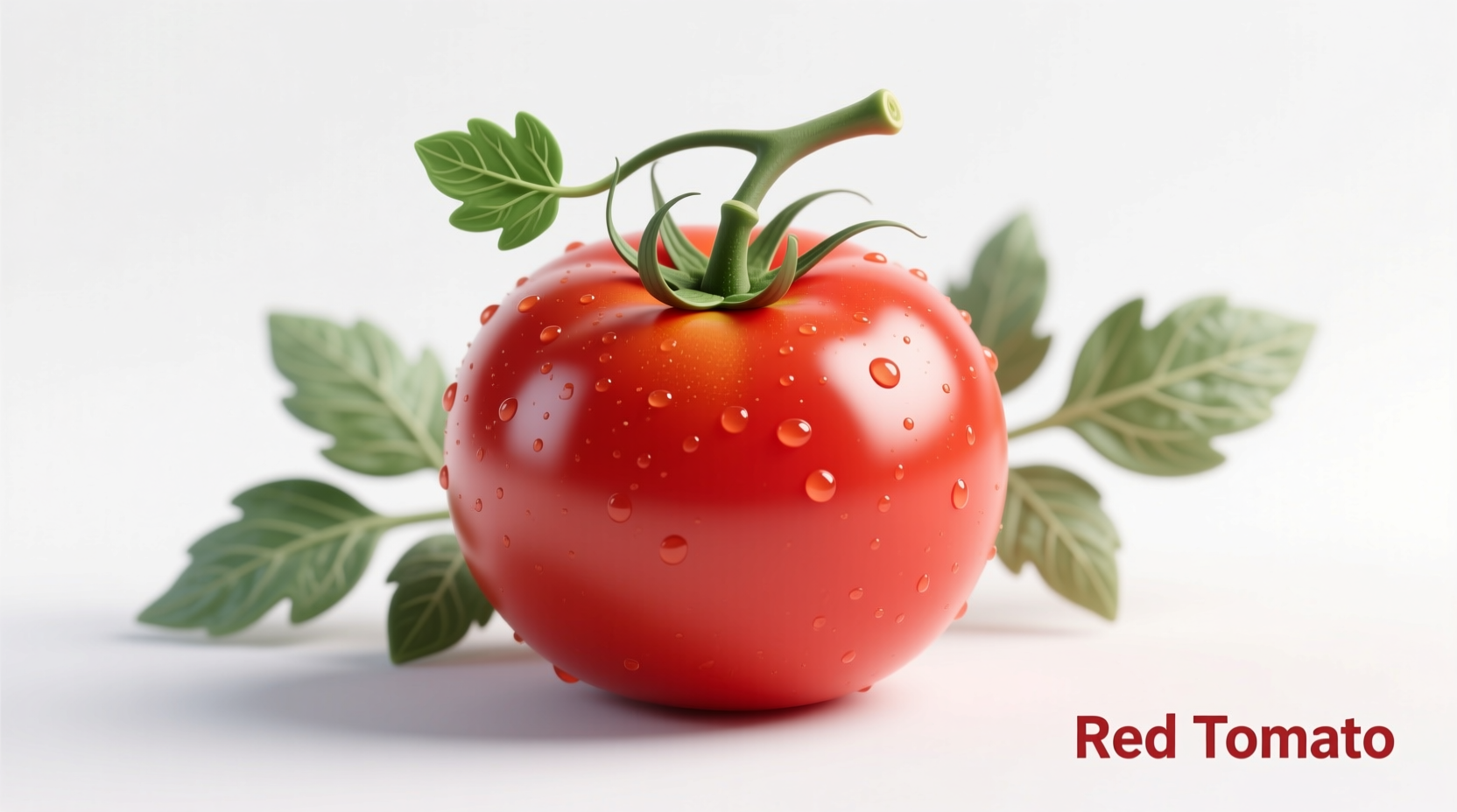 Red tomato clipart with stem and leaves