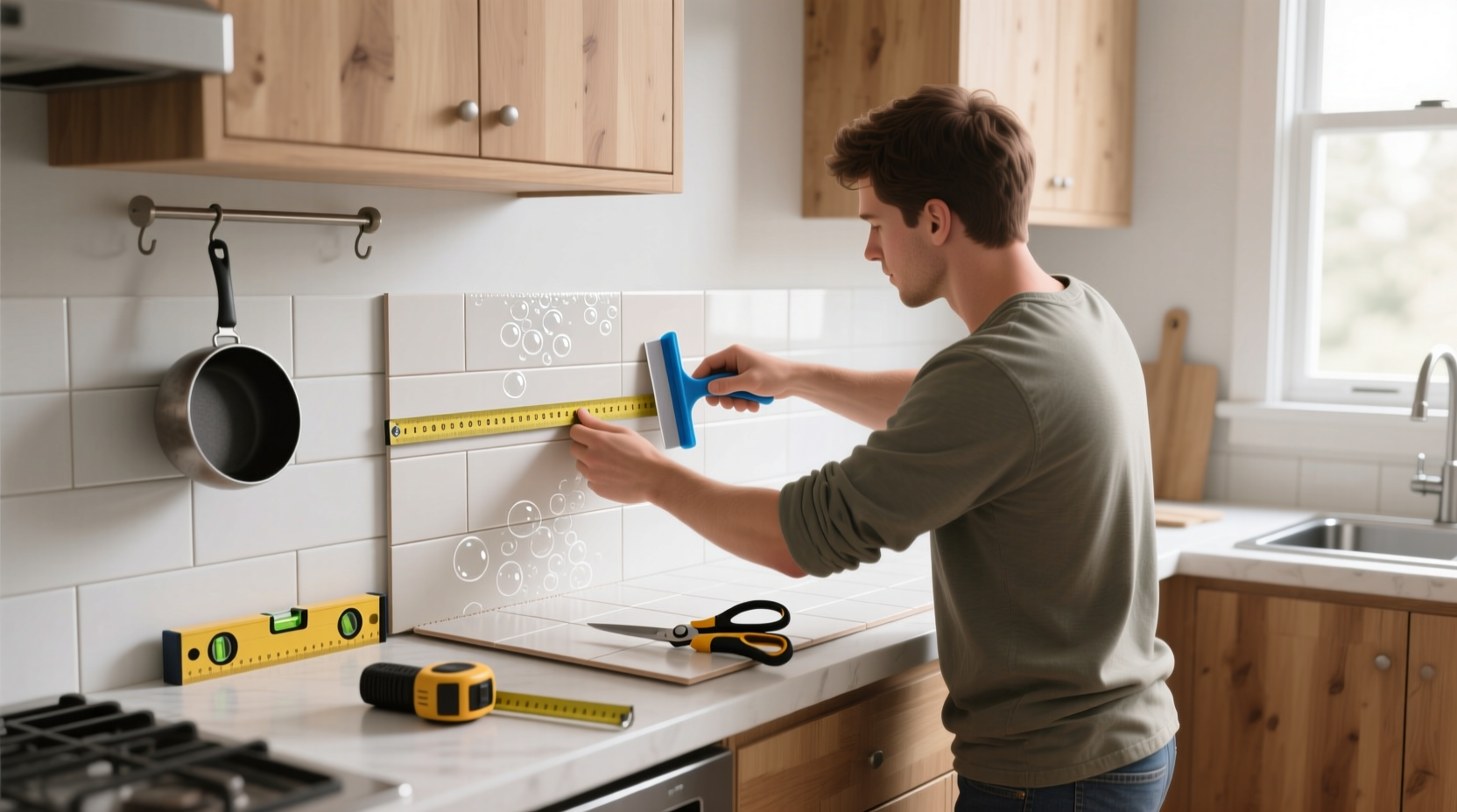 how to install a diy kitchen backsplash for cheap