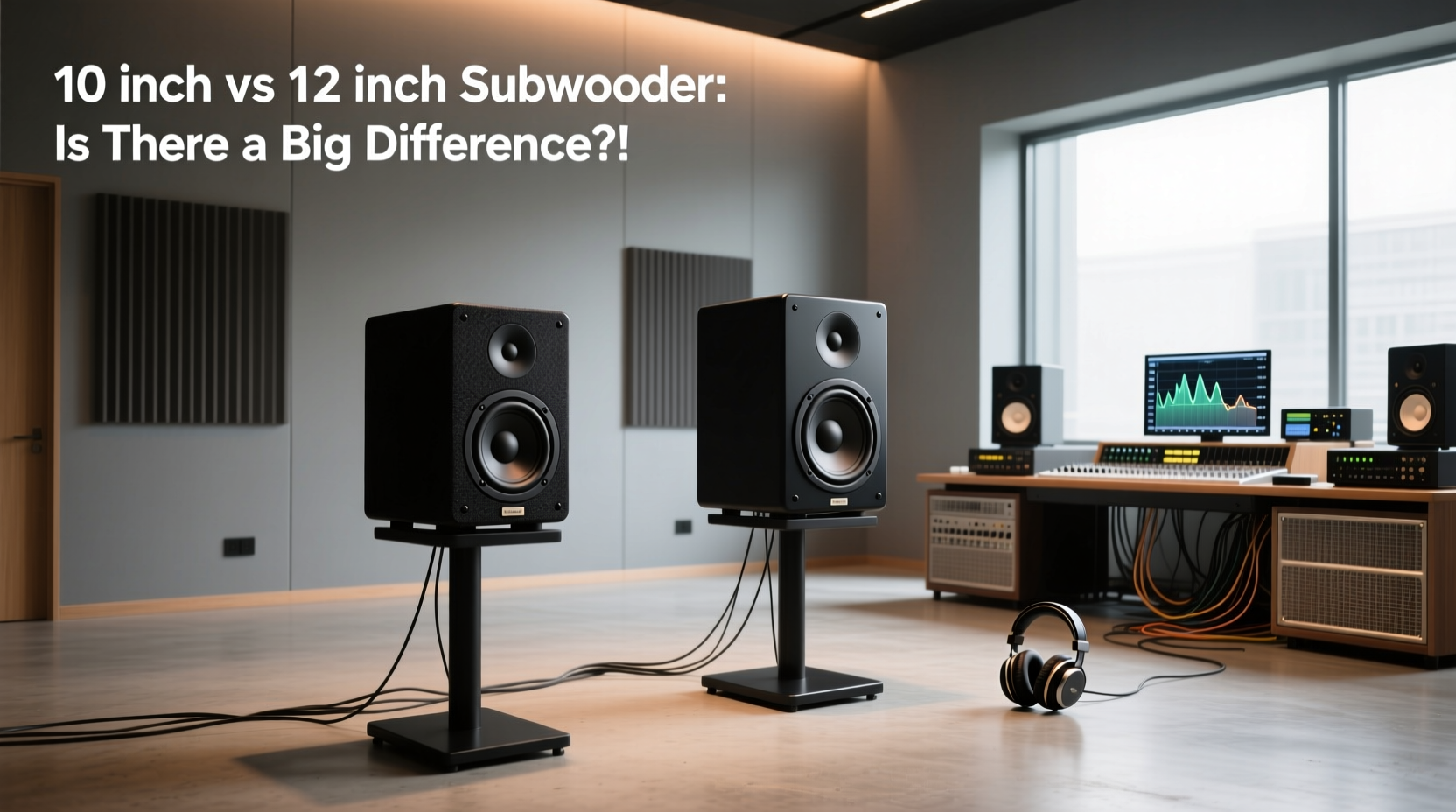 Side-by-side visual comparison of 10 inch vs 12 inch subwoofer cones