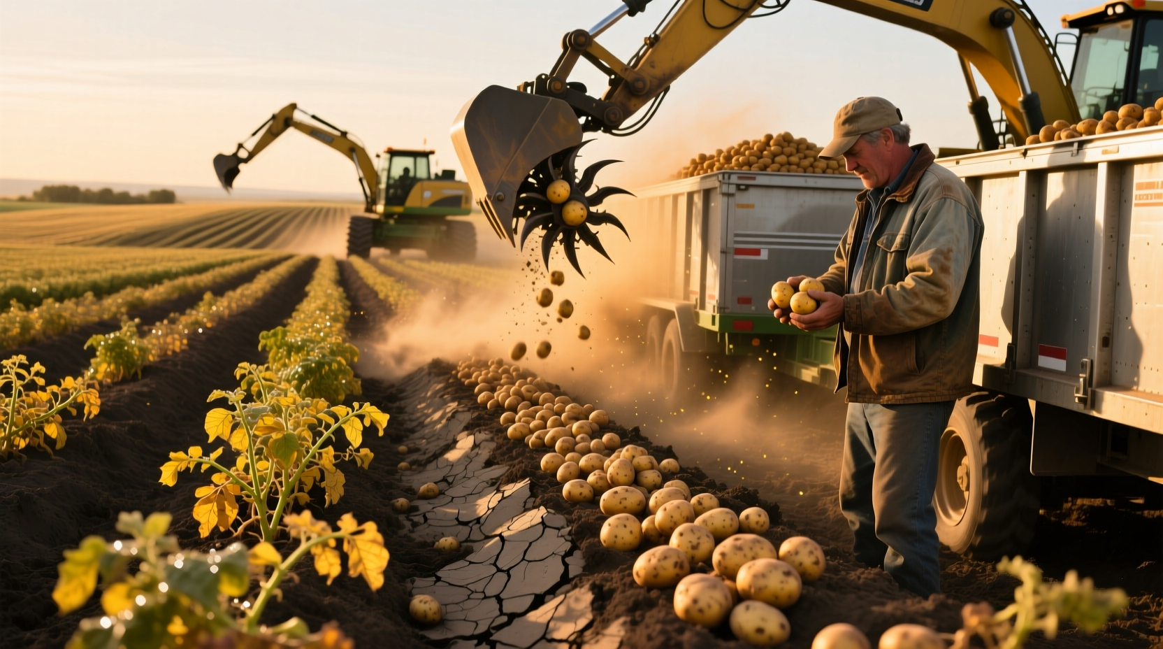 Idaho potato fields at harvest time
