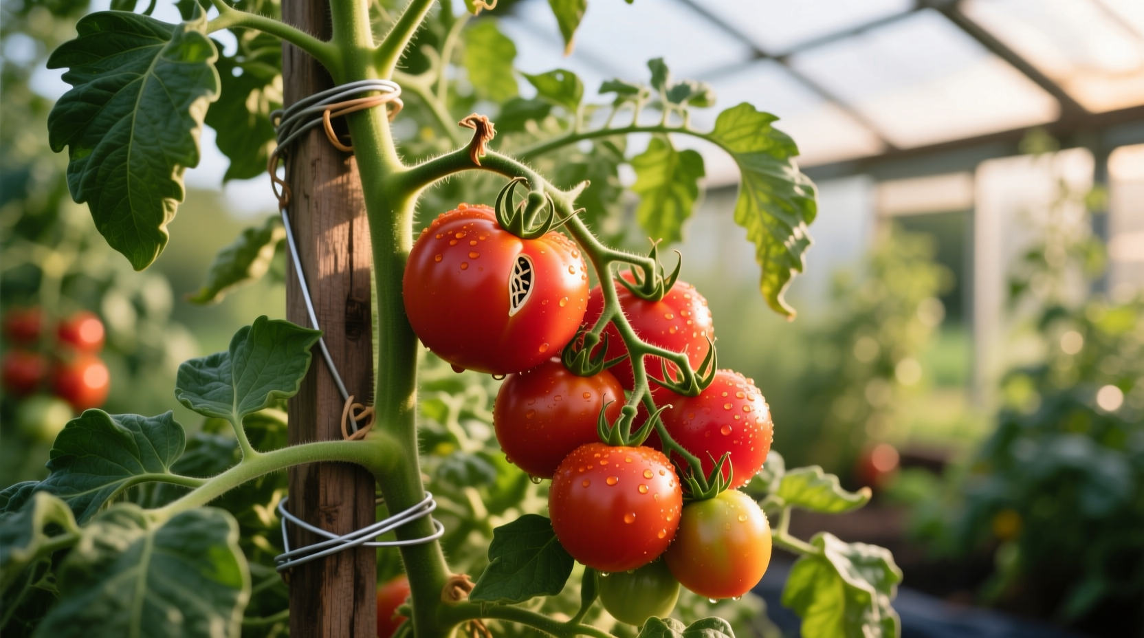 Tomato plant with ripe fruit on vine