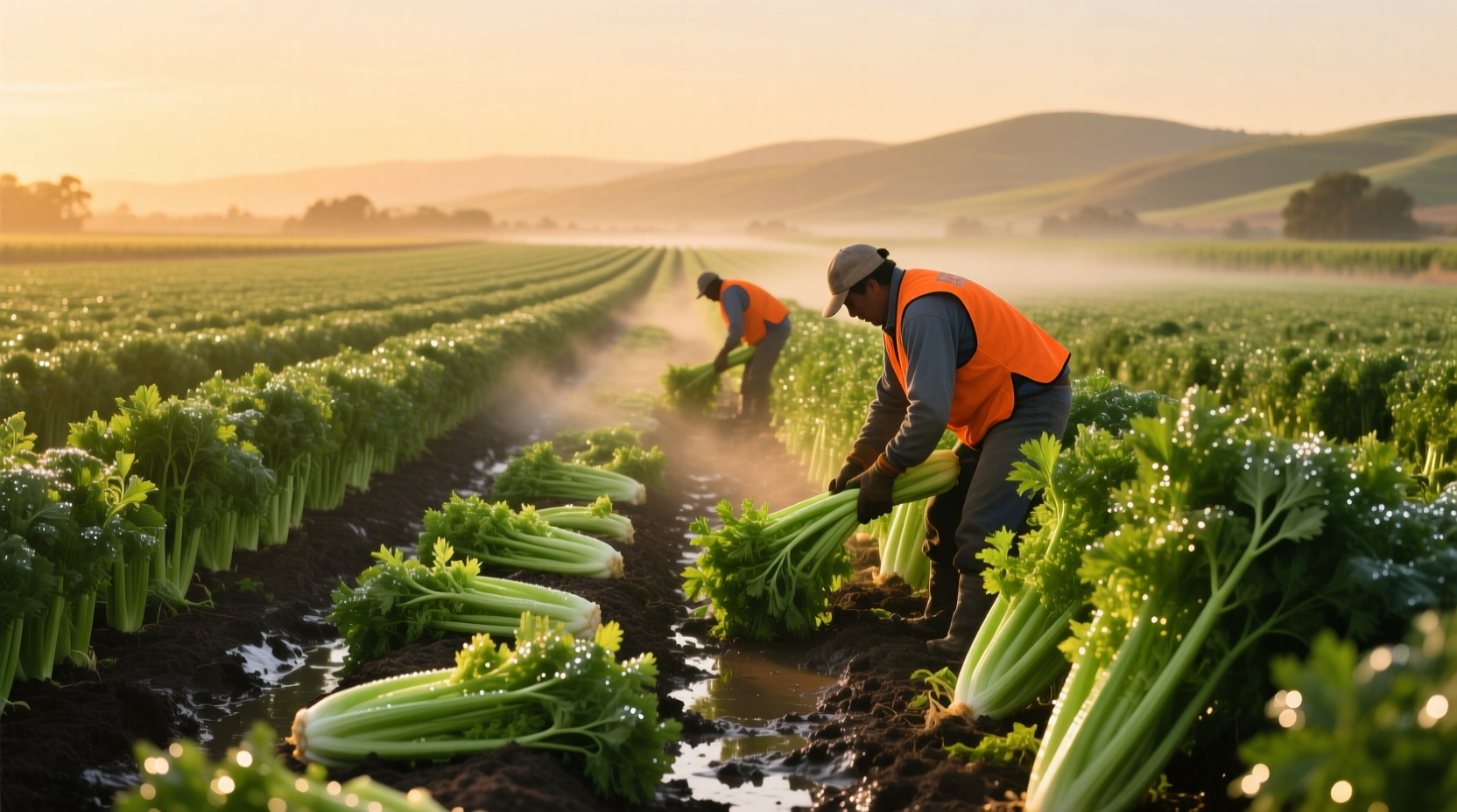 California celery fields at harvest time