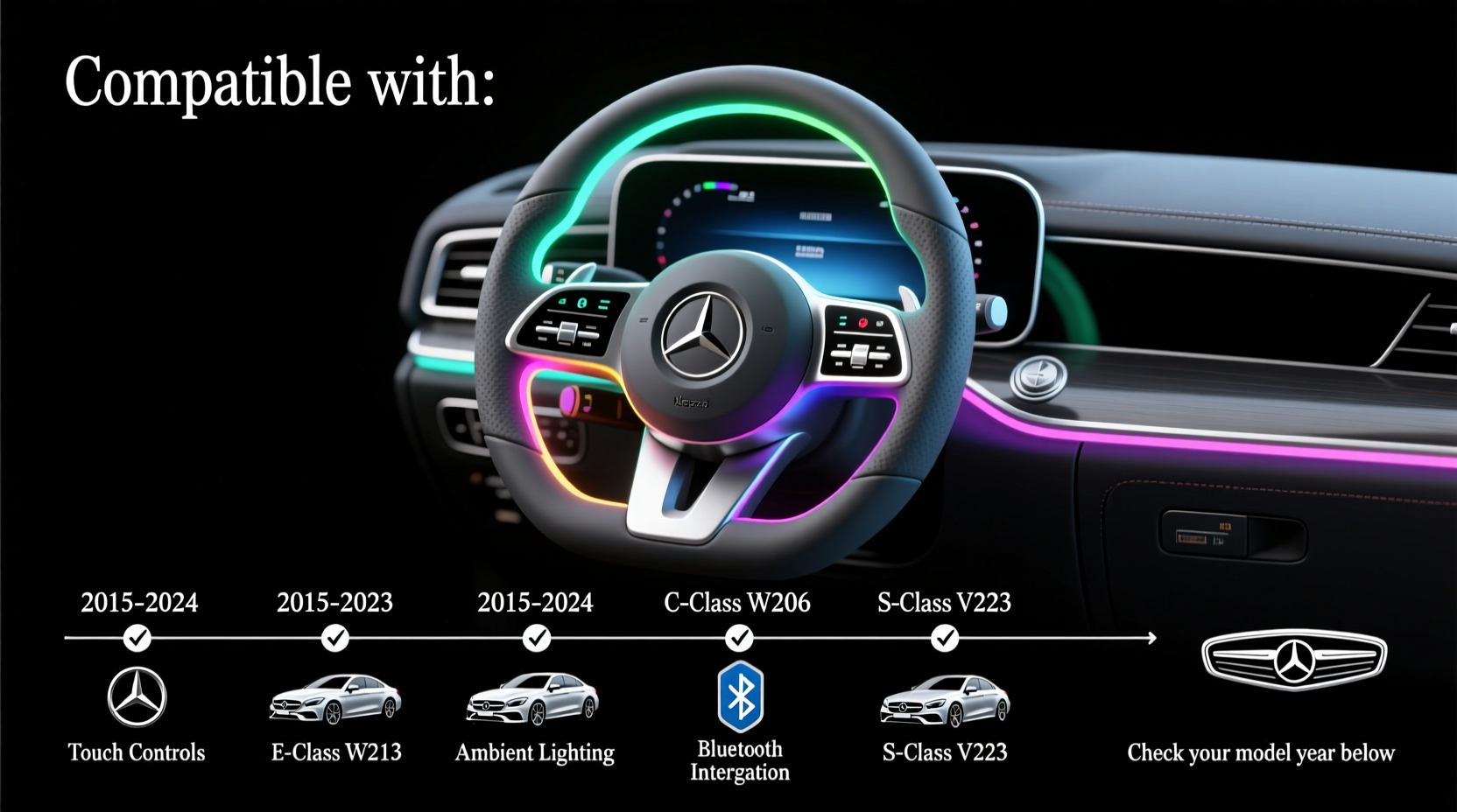 aftermarket led steering wheel mercedes