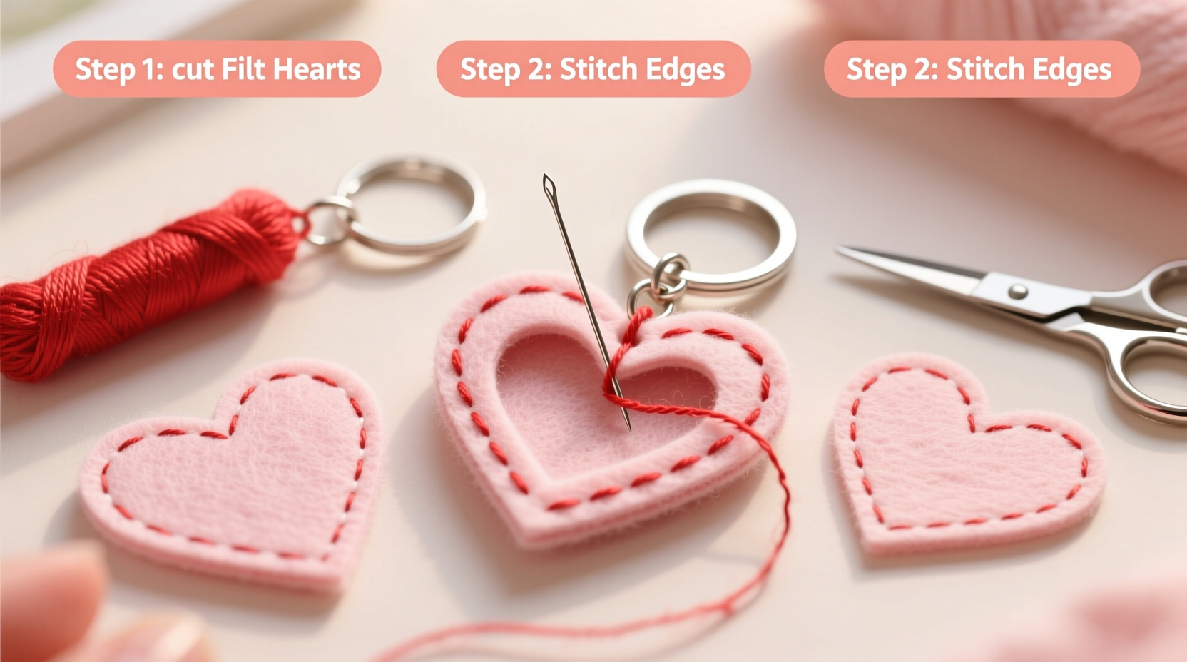 step by step guide to crafting a simple and charming love heart keychain