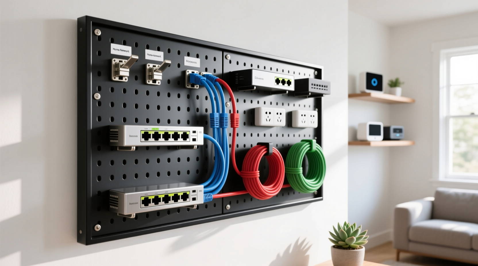 DIY Pegboard Home Network Wall: Tech Efficiency for Cables, Power & Devices
