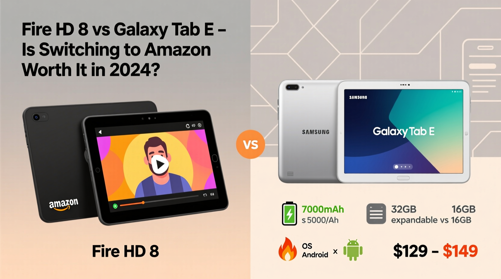fire hd 8 vs galaxy tab e is it worth switching to amazon in 2024 2