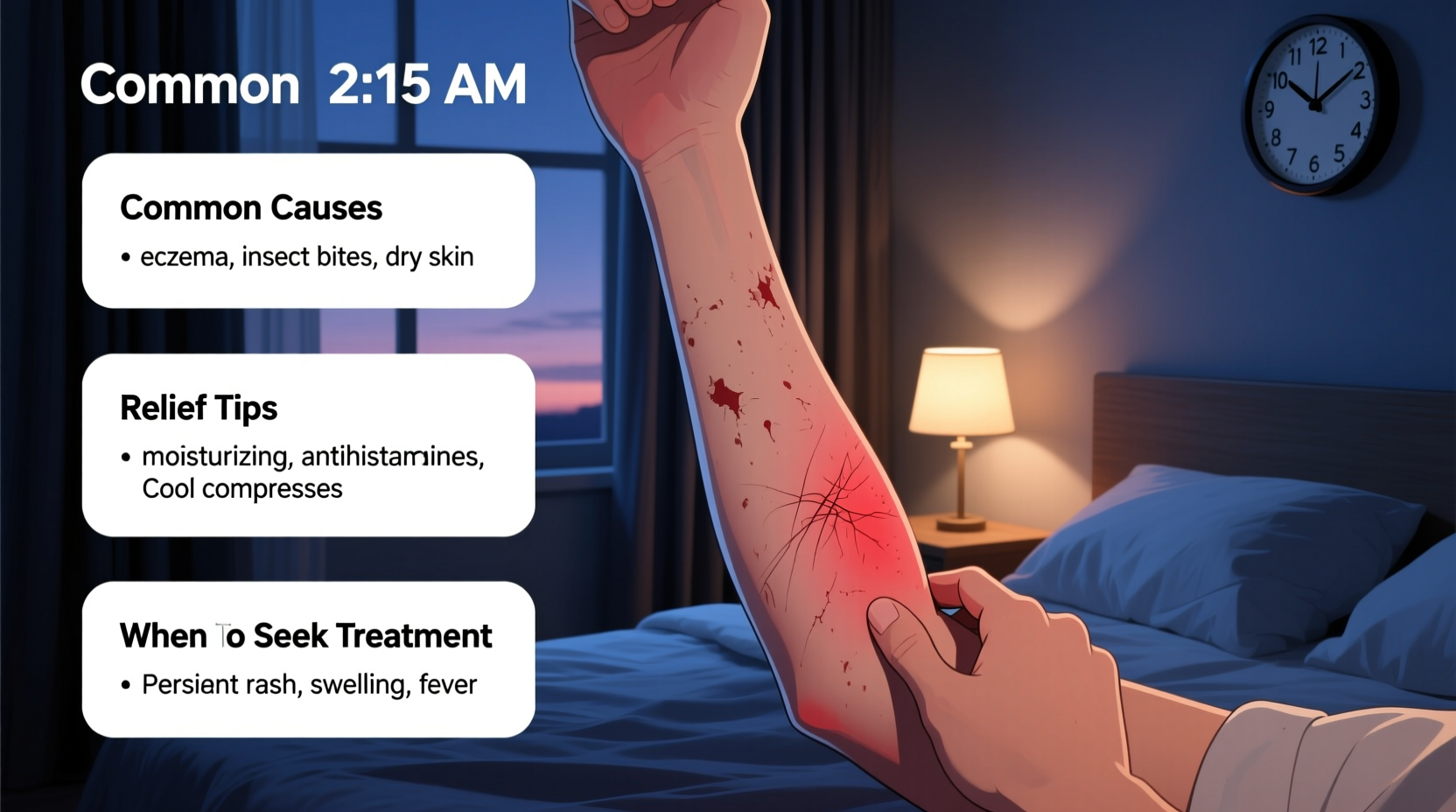 itchy arm at night common causes relief and treatment
