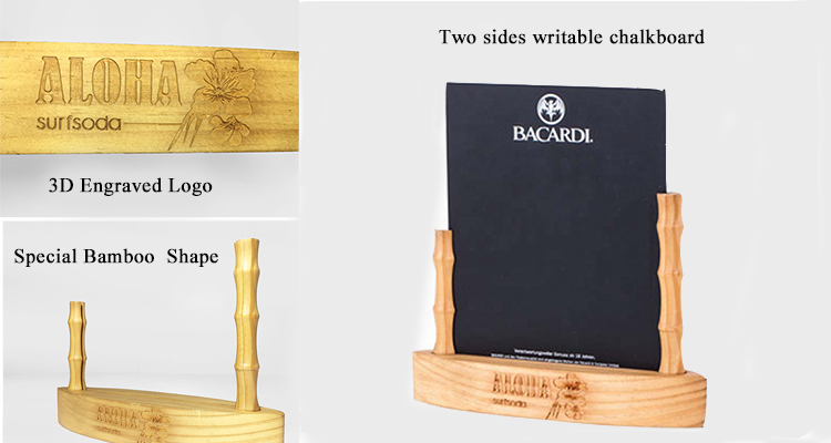 Custom Chalkboard Design menu holder wood for restaurant