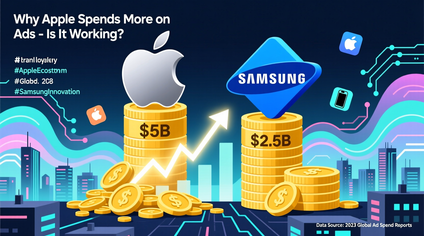 why does apple spend so much more on ads than samsung is it working