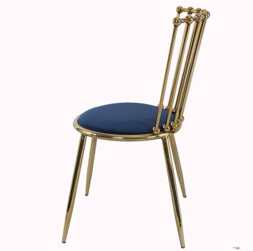 舒适的高背现代风格金属黄铜金铬不锈钢天鹅绒椅子