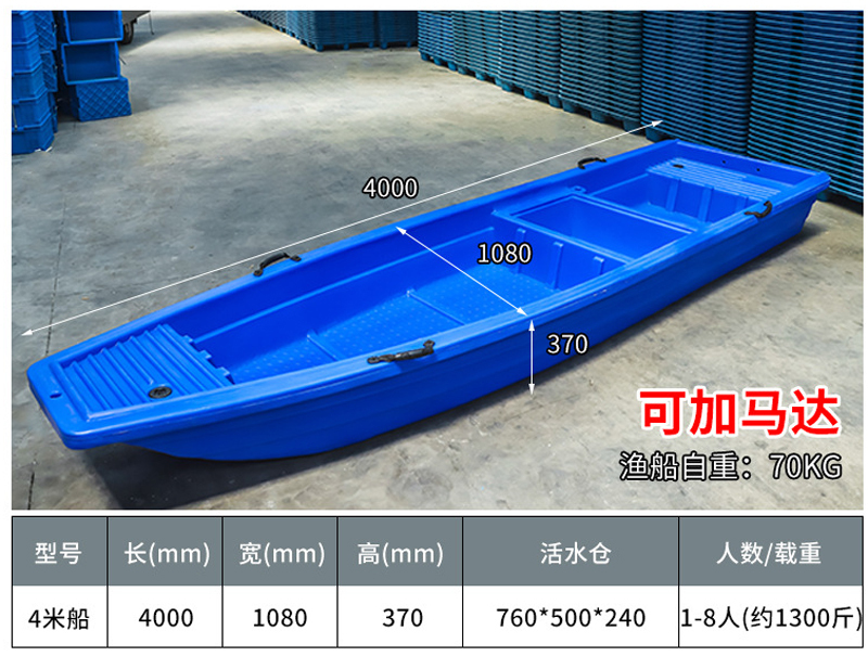 2.0-6.0 m Plastic Breeding Fishing Boat 2-12 People PE Vessel Double-layer Thickening Fishing Boat Wholesale