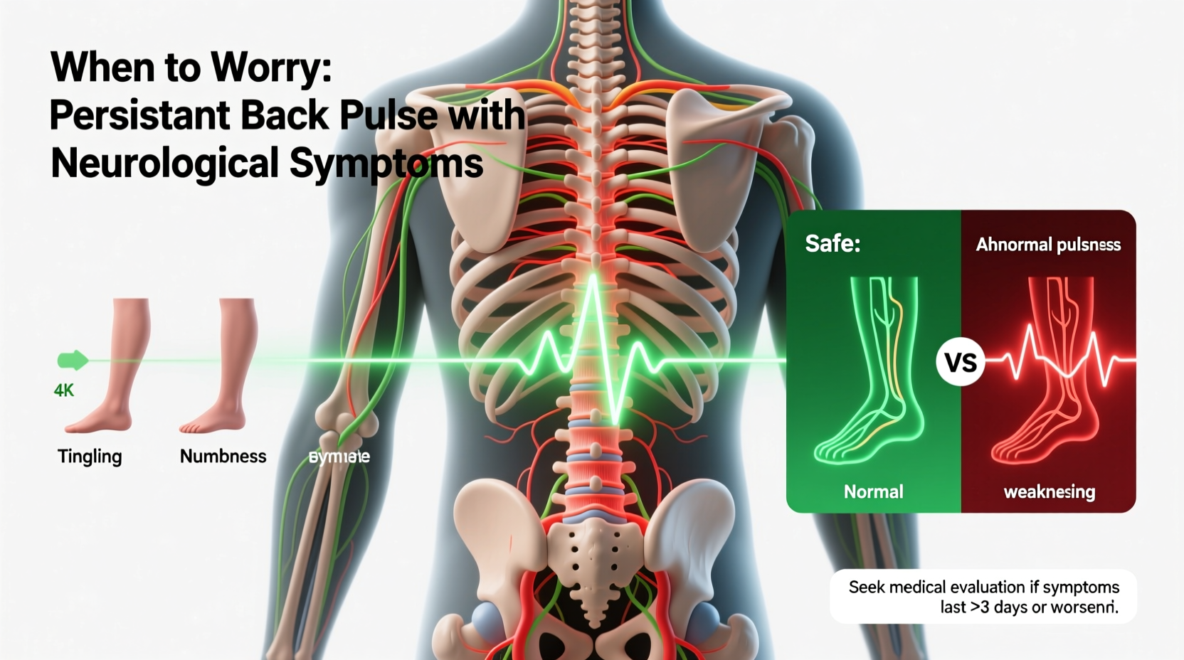 feeling pulse in back causes symptoms when to worry