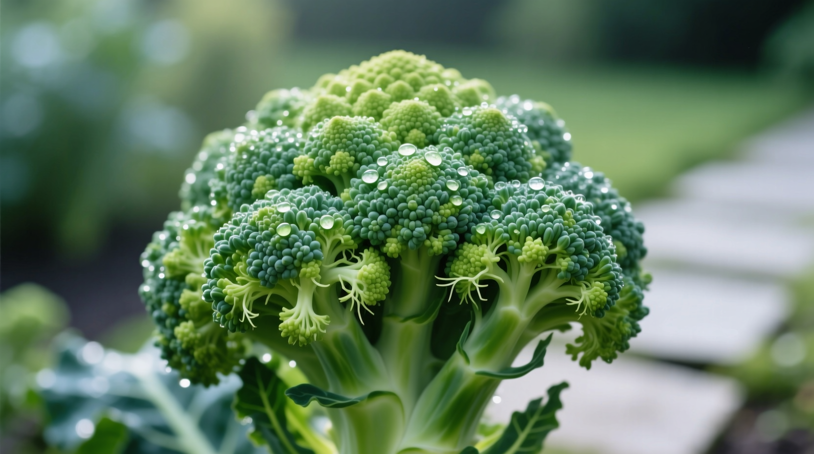 Close-up of green-tinged cauliflower head