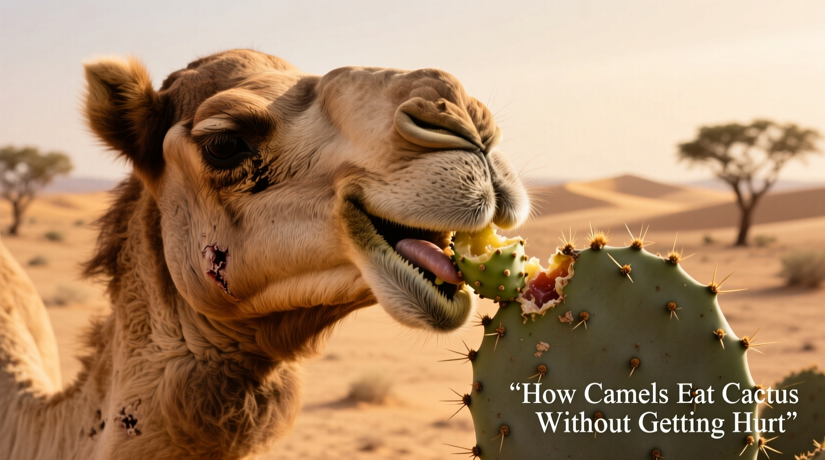how do camels eat cactus without getting hurt