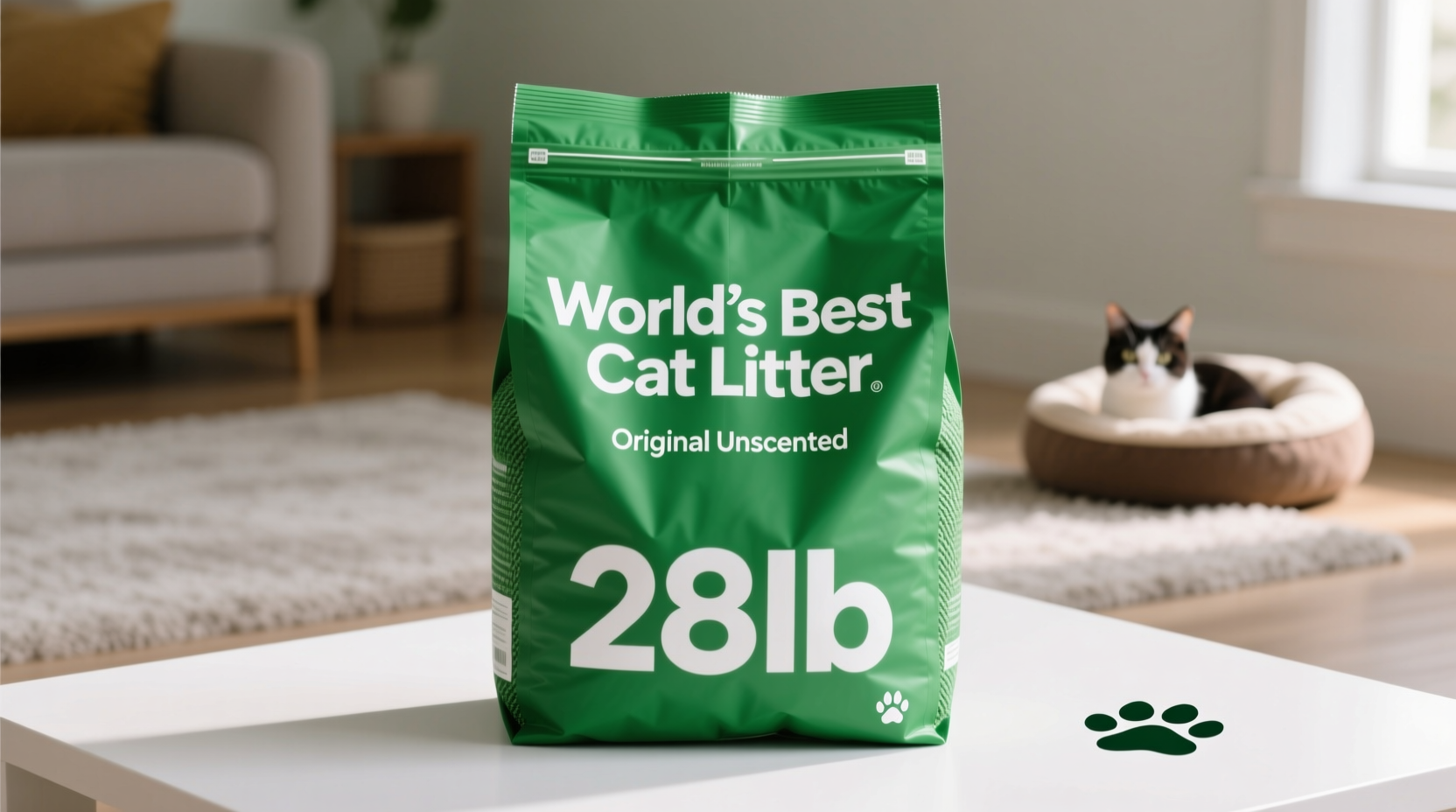 worlds best cat litter 28lb original unscented green bag for odor control