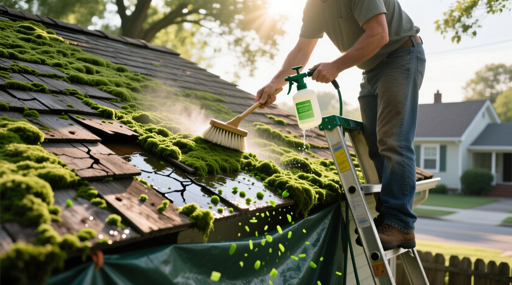 how to remove moss from roof