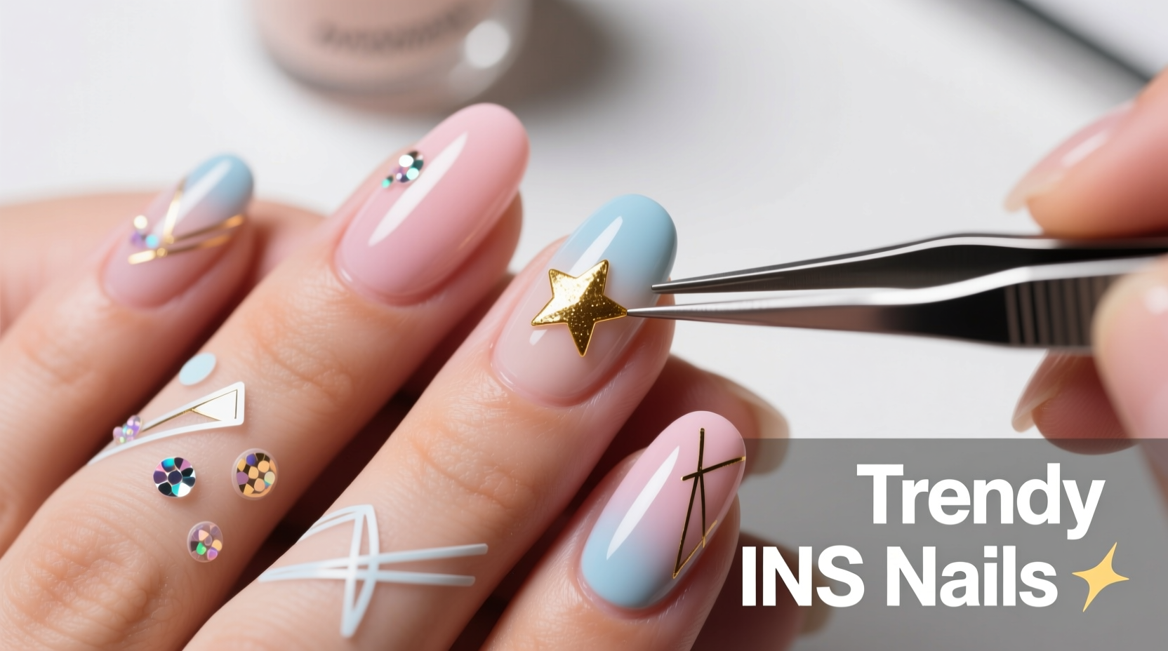 step by step guide to creating trendy ins style nail designs using stickers