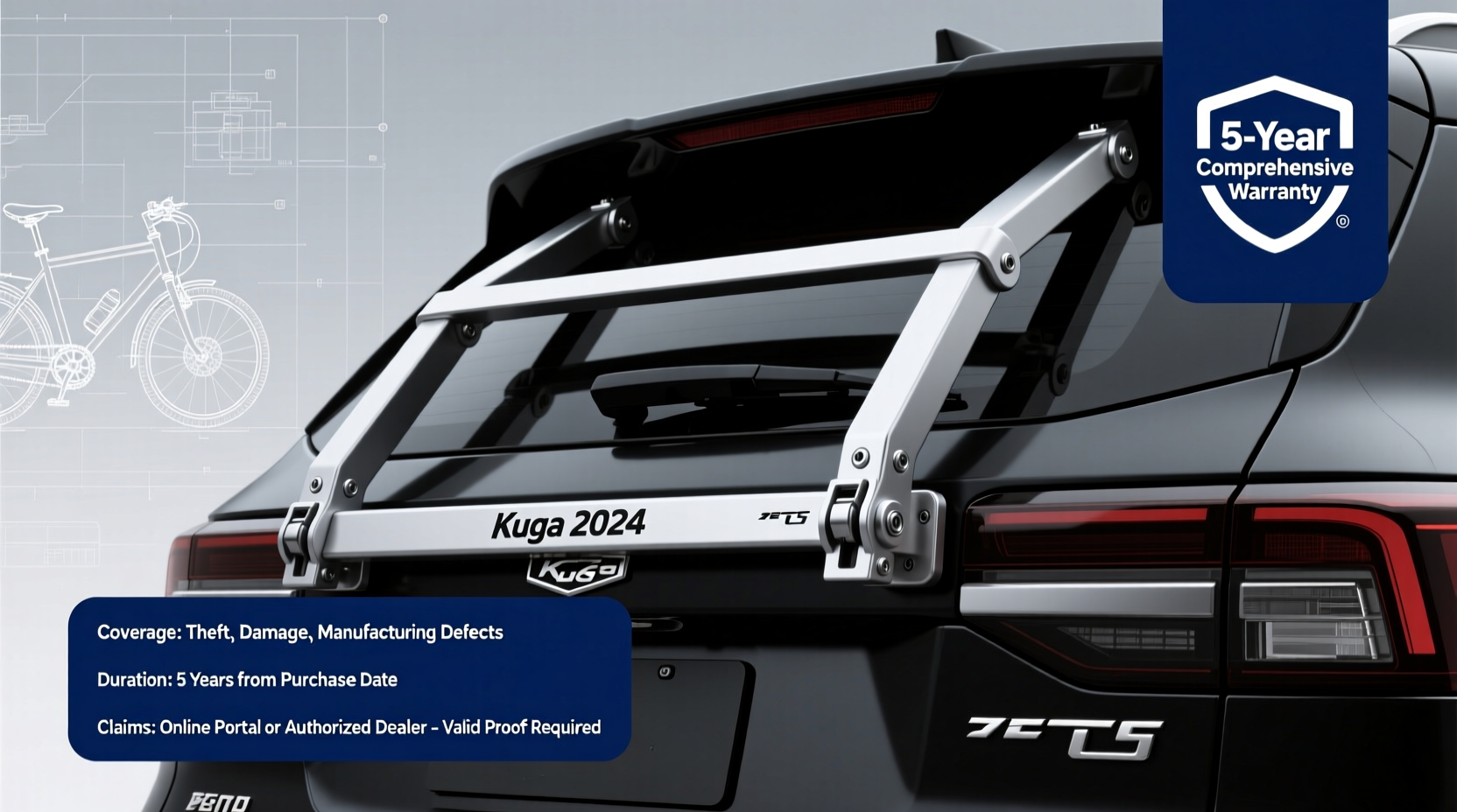 kuga 2024 tow bike rack warranty