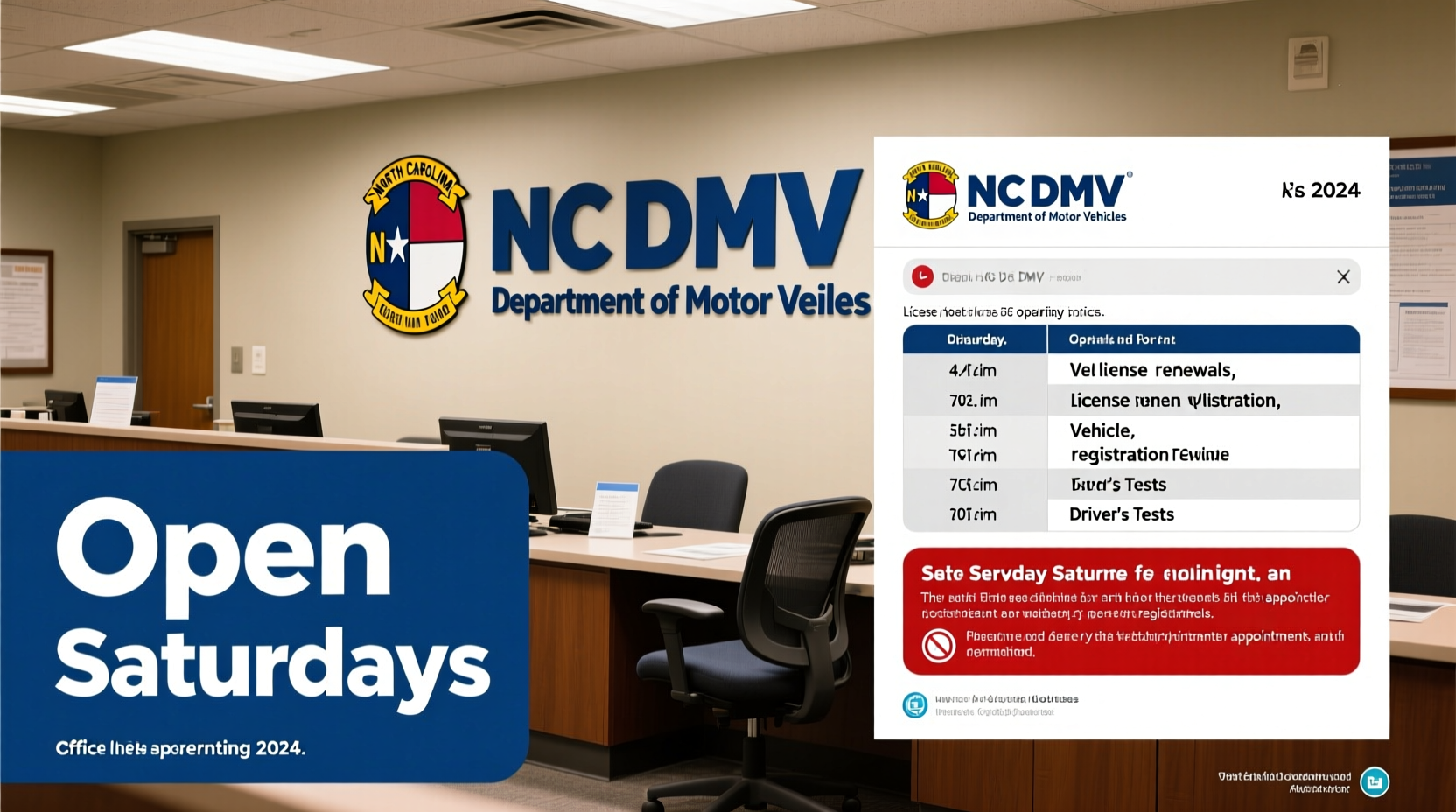 is the nc dmv open on saturday