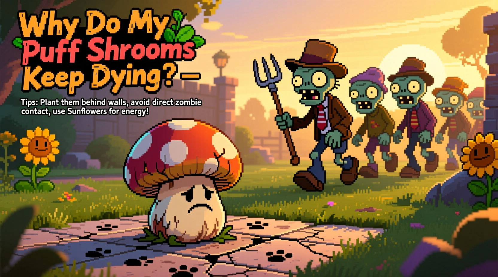 plants vs zombies why do my puff shrooms keep dying and what can i do