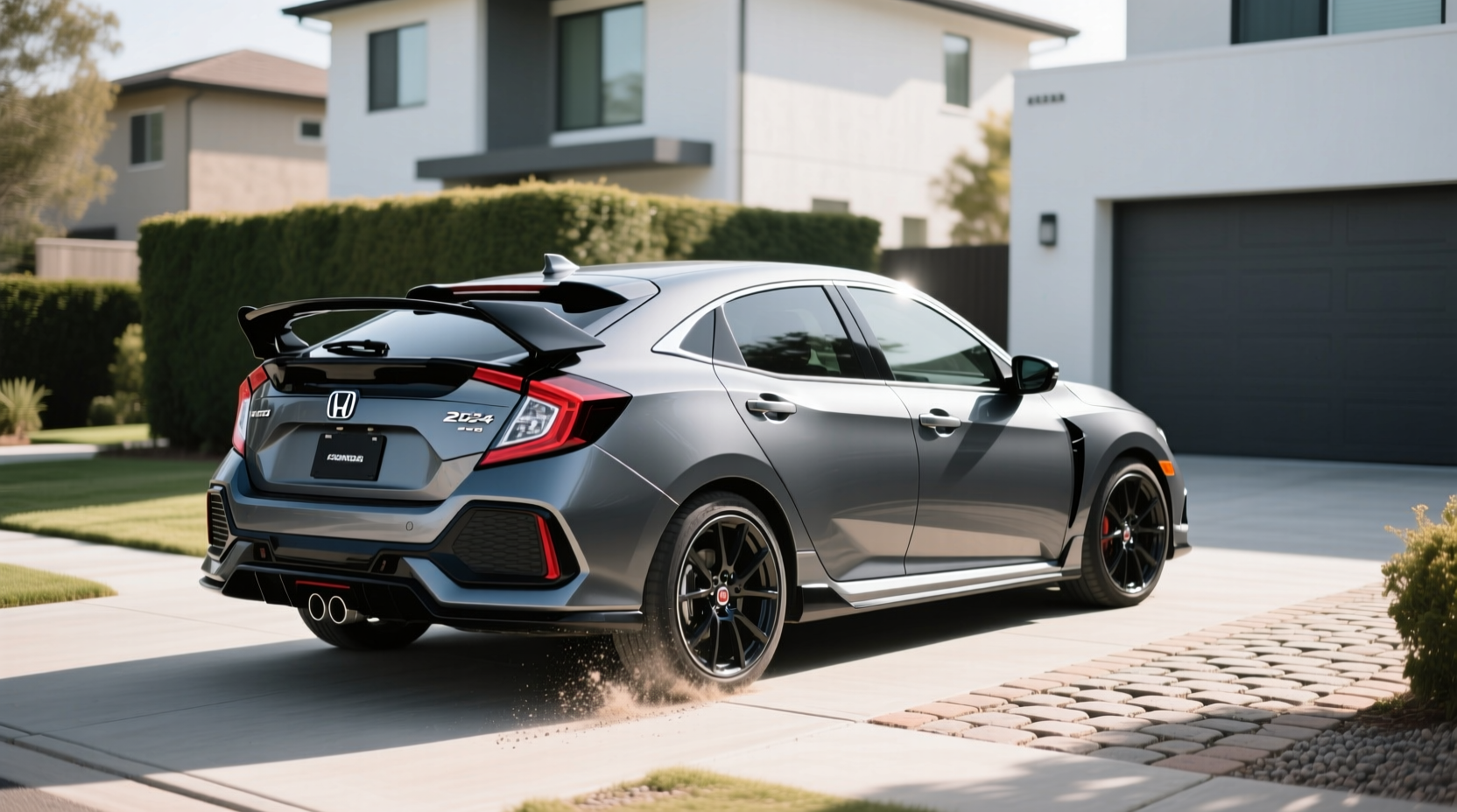 Honda Civic hatchback with rear spoiler installed