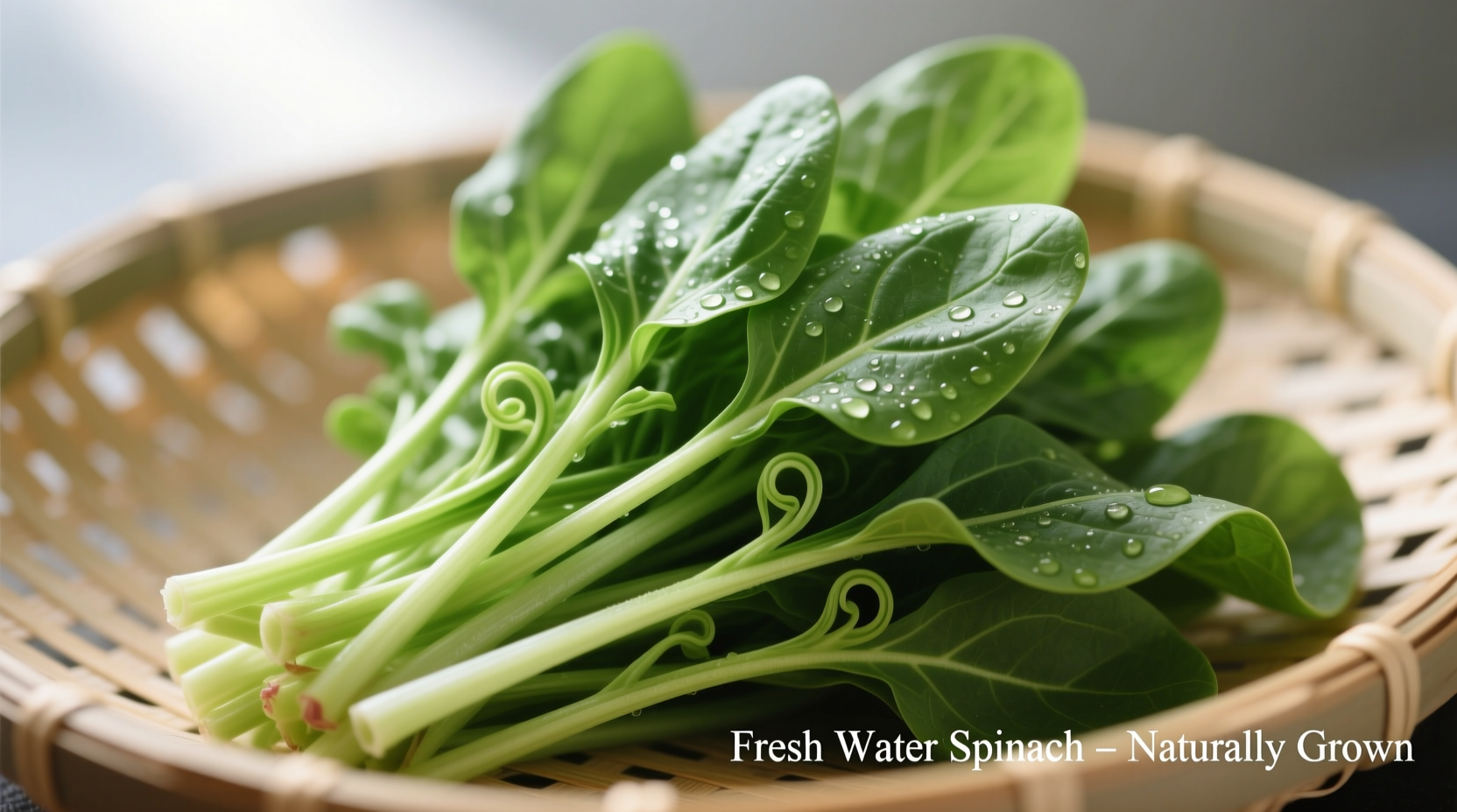 Fresh water spinach bunch with hollow stems and green leaves