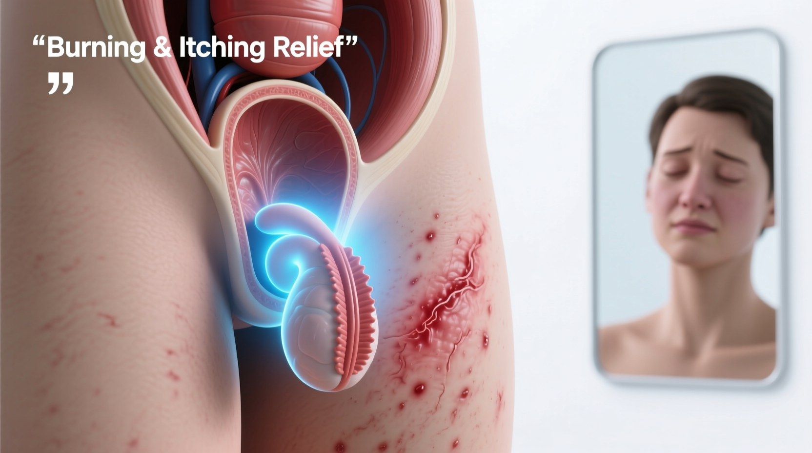 burning and itching down there causes relief when to worry