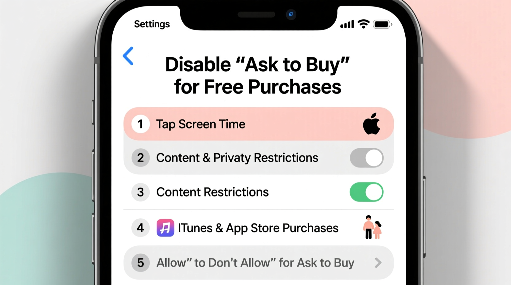 how to disable ask to buy on apple devices for parental control free purchases