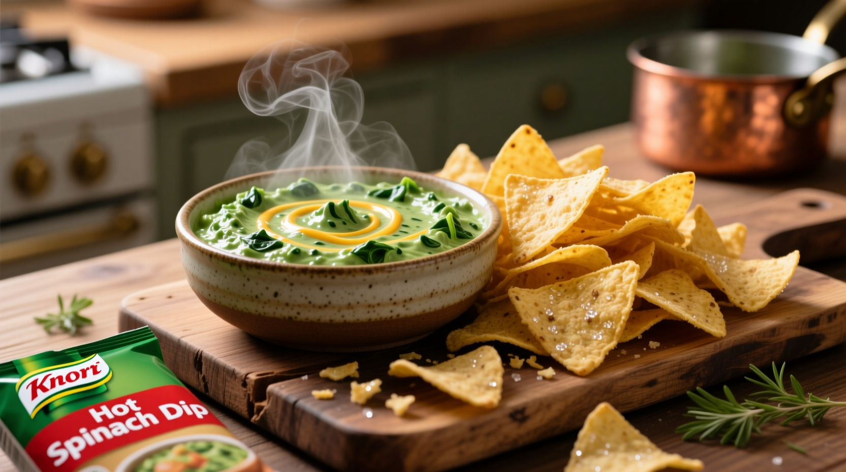 Knorr hot spinach dip served with tortilla chips