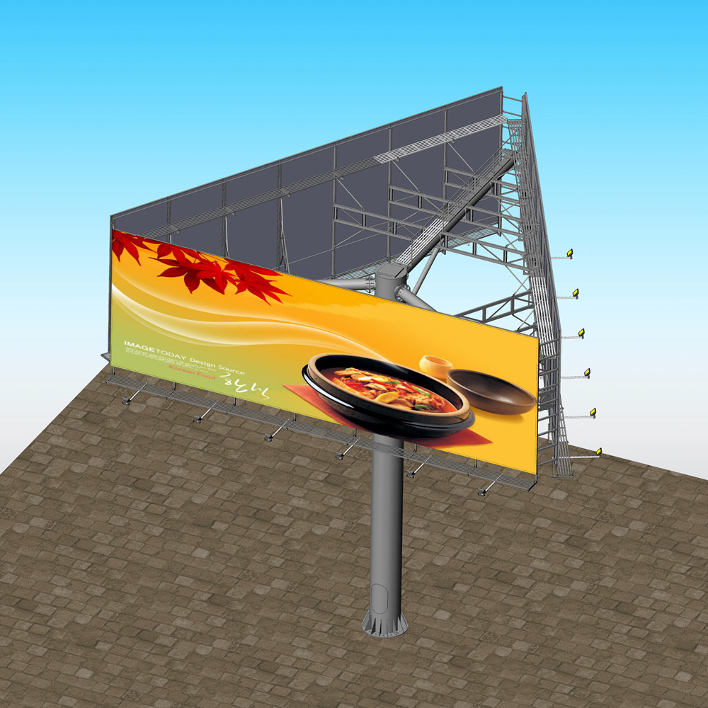 高速道路3面看板スチールポール構造屋外広告ソーラービルボード