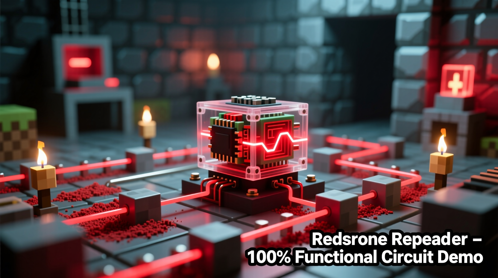 Redstone repeater in Minecraft circuit demonstration