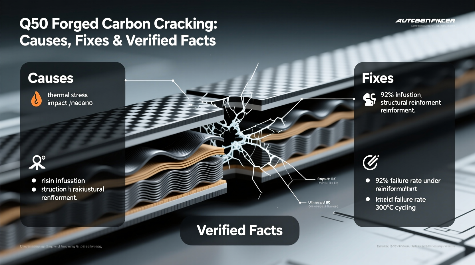q50 forged carbon cracking