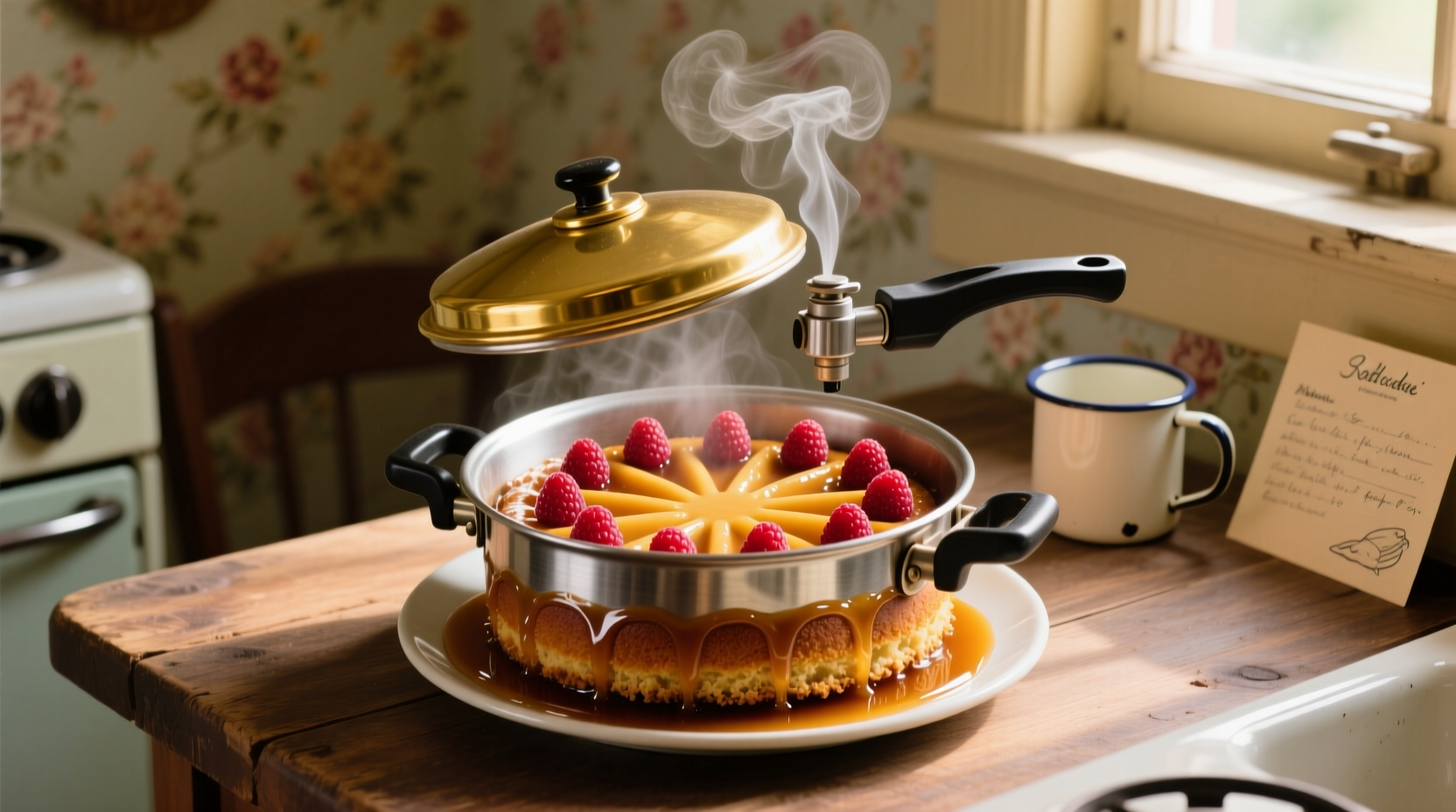 pressure cooker raspberry upside down cake