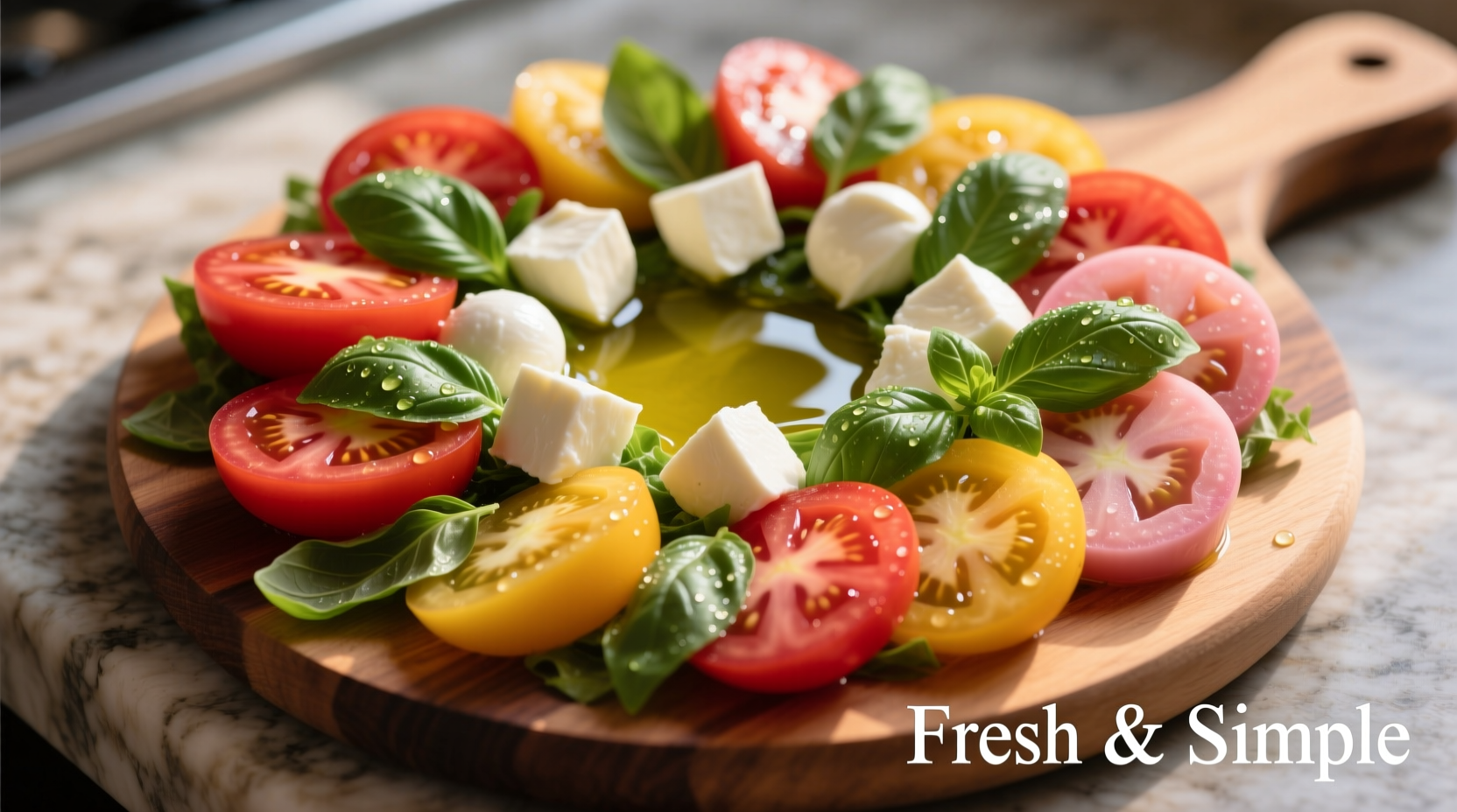 Fresh tomato salad with basil and mozzarella