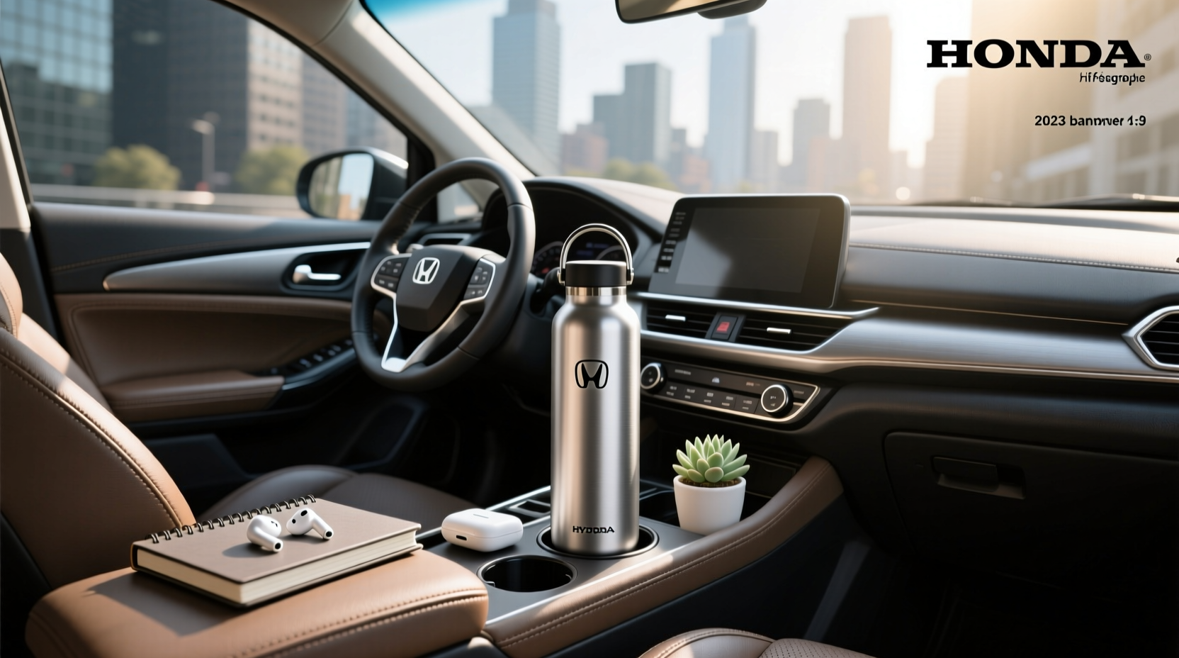 Honda Fit car interior showing dual cup holders near gear shift