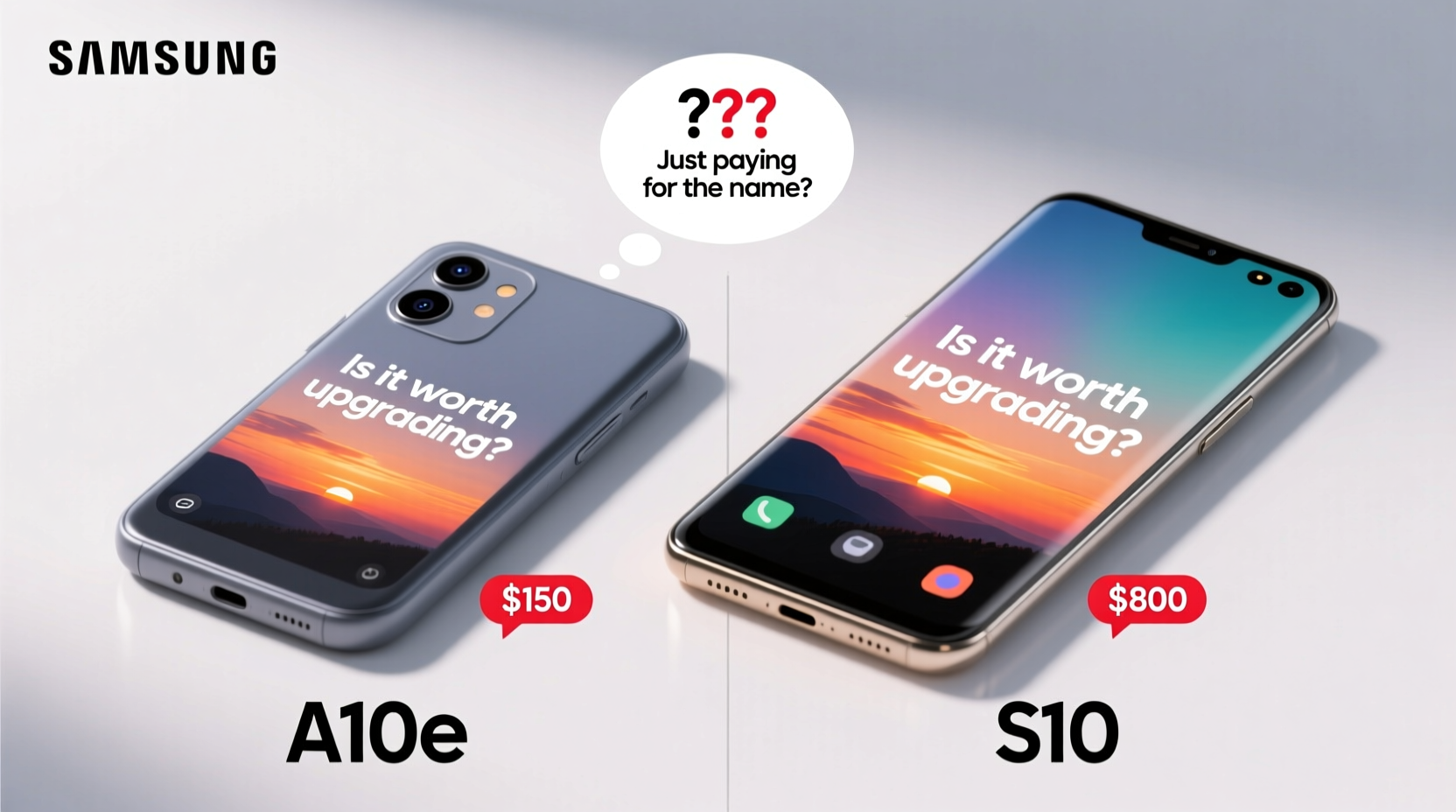 samsung a10e vs s10 is it worth upgrading or are you just paying for the name