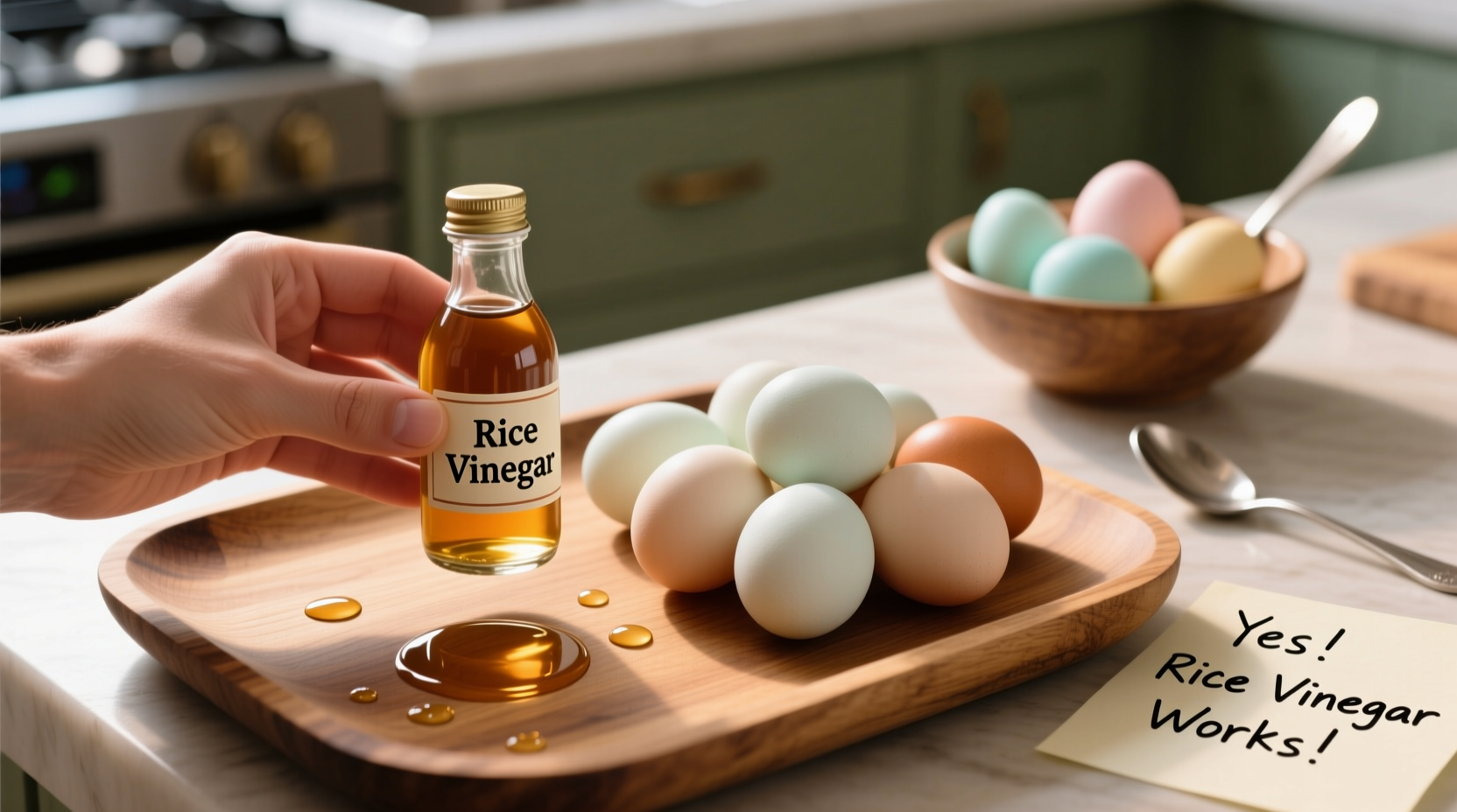 can i use rice vinegar to dye easter eggs