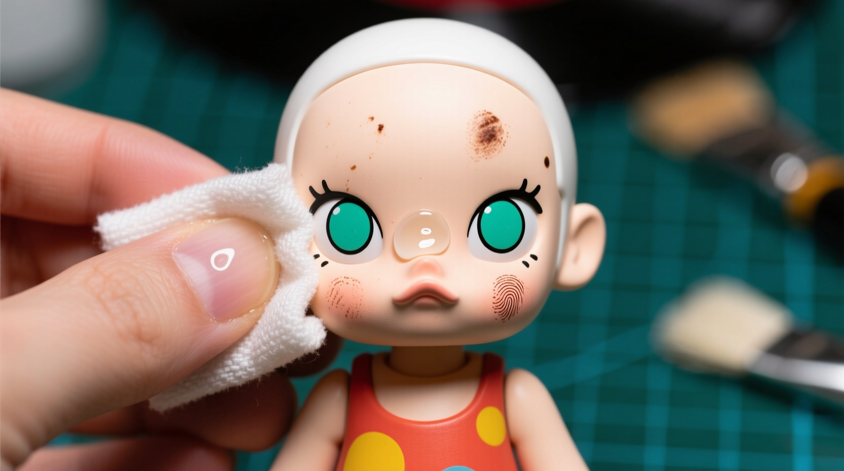 how to clean labubu vinyl face