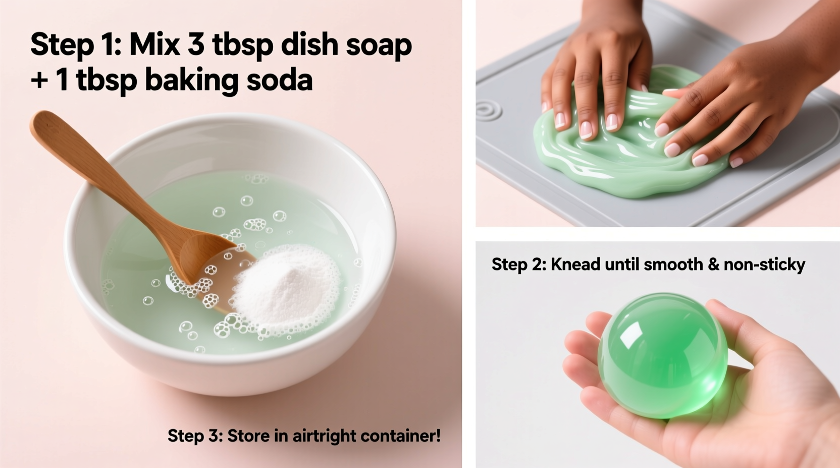 simple and safe slime tutorial making slime with dish soap and baking soda at home