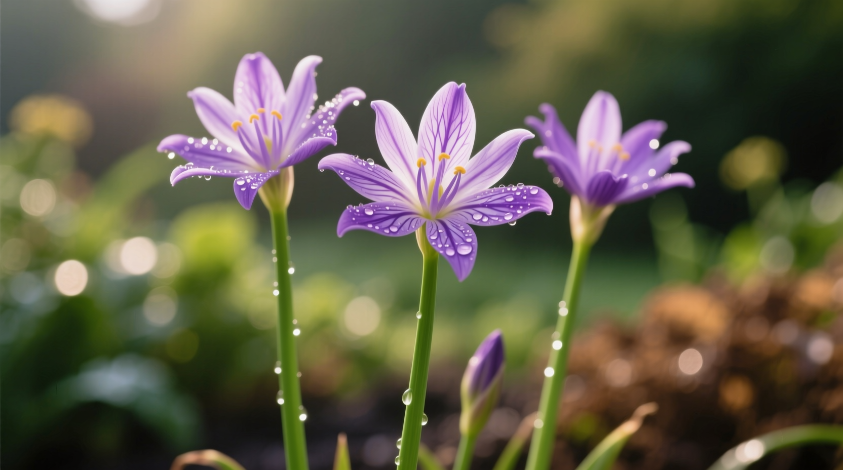 Close-up of purple onion flowers on green stalks
