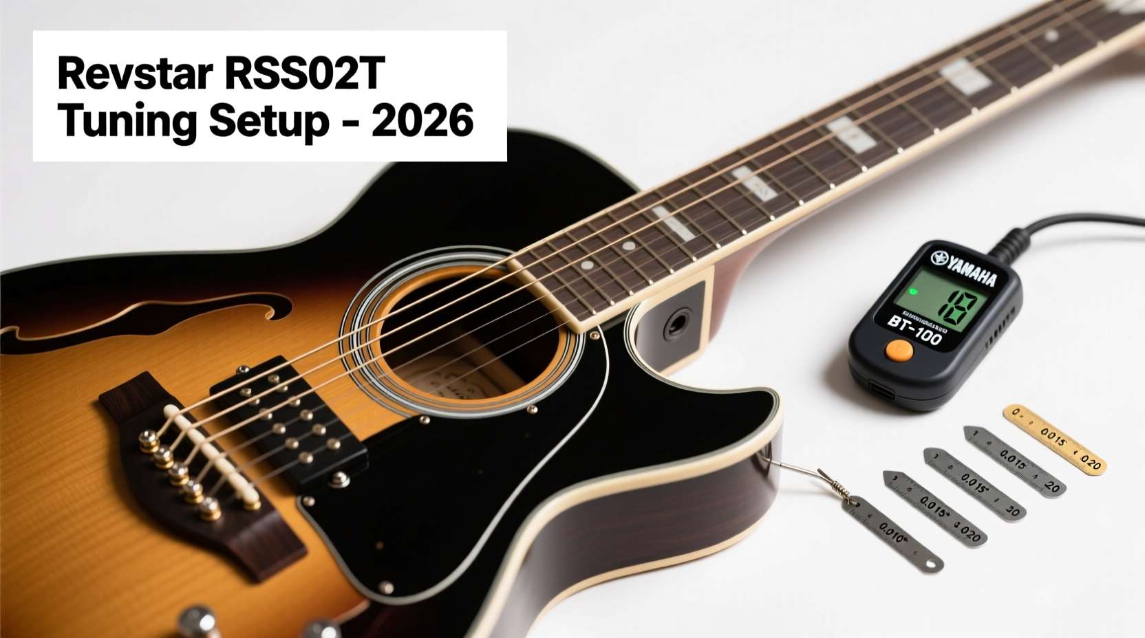 How to set up intonation and saddle height on a Yamaha Revstar RSS02T for live gig tuning stability — step-by-step with digital tuner & feeler gauges (2026)