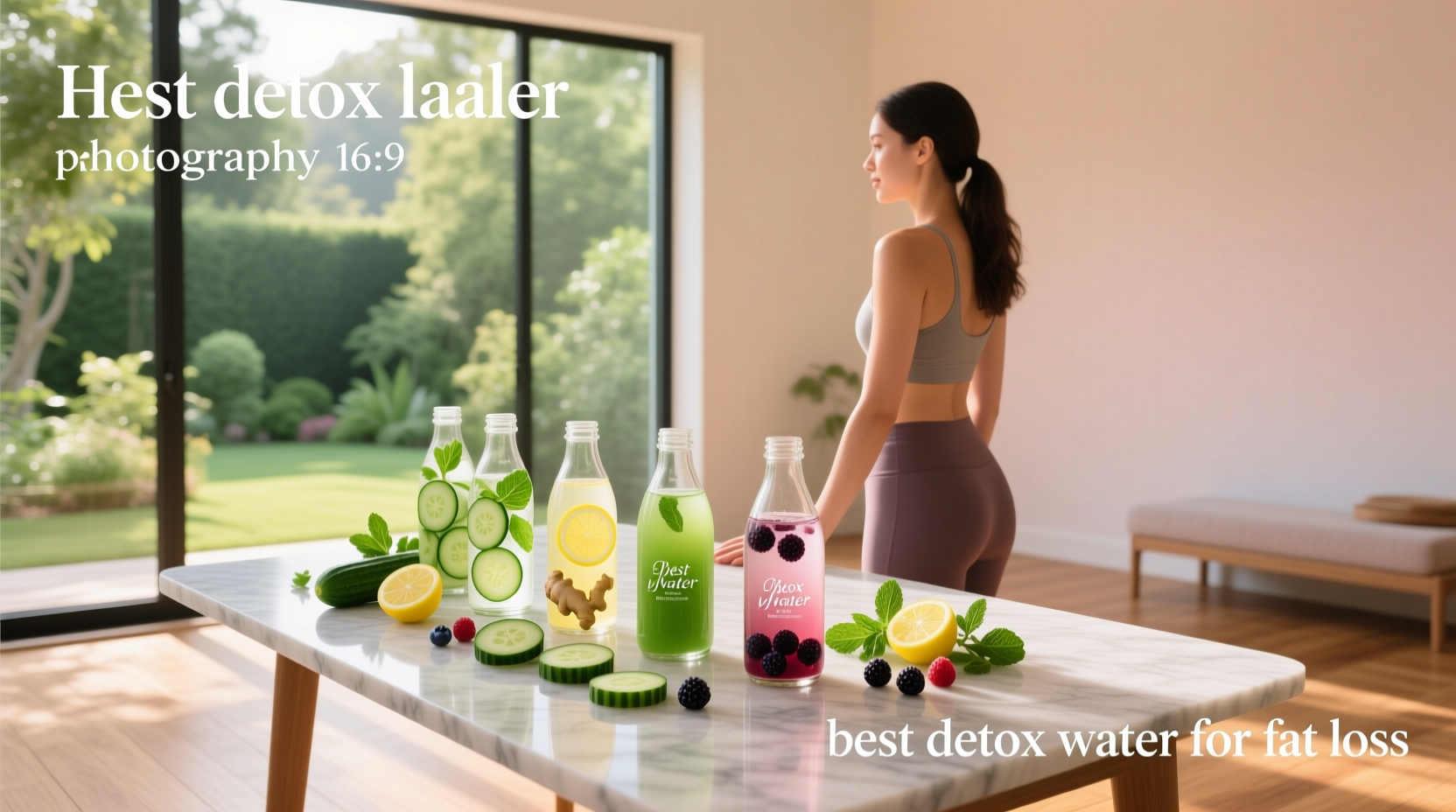 Close-up of sliced lemons, cucumbers, and mint leaves being added to a large glass pitcher of water