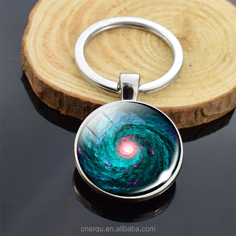 Galaxy Key Chains Universe Outer Space Double Side Glass