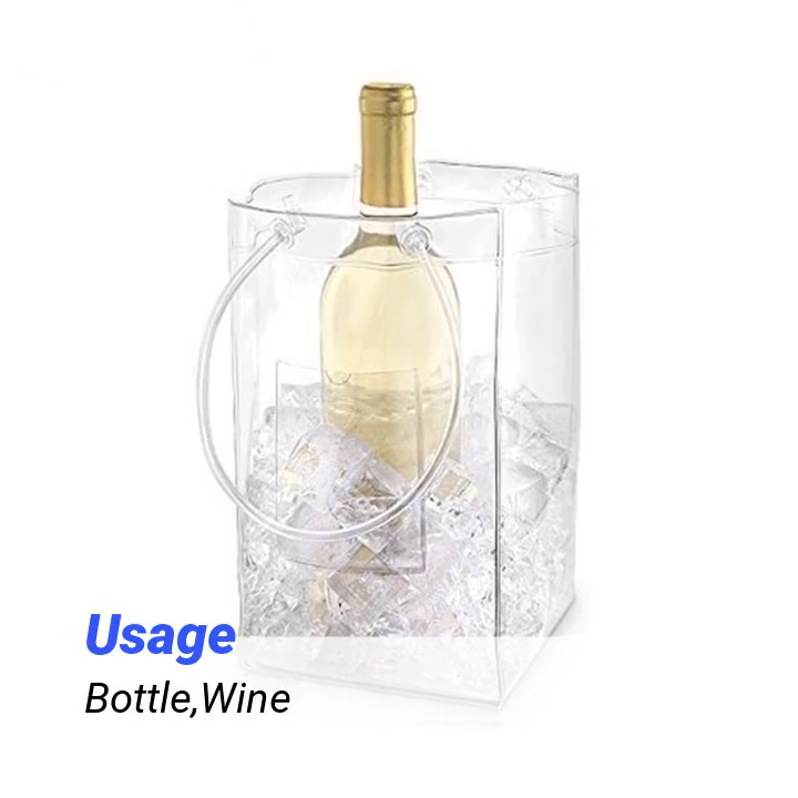 10 Secchielli Portabottiglie In PVC Trasparente – Borse Frigo PiegaBottiglie Per Vino E Champagne