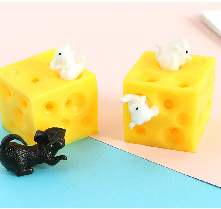 education toy Latex Mouse and Cheese Toy Hide and Seek Stress Relief for Boy Girl Baby Stress busting Fidget Mouse Toys