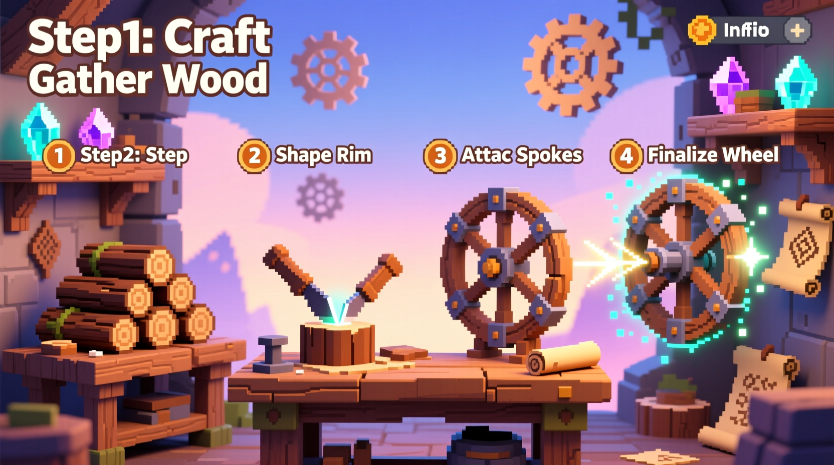 Wheel crafting steps in Infinite Craft game