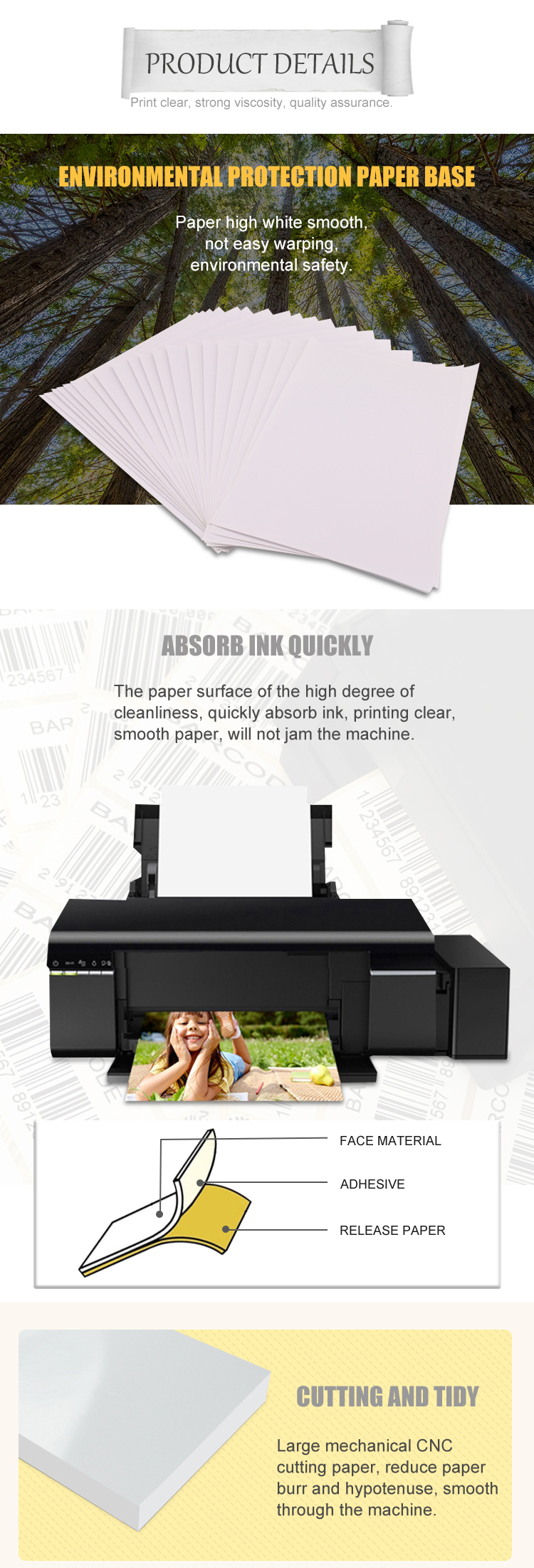 GSF self adhesive sticker paperbe printed label or sticker