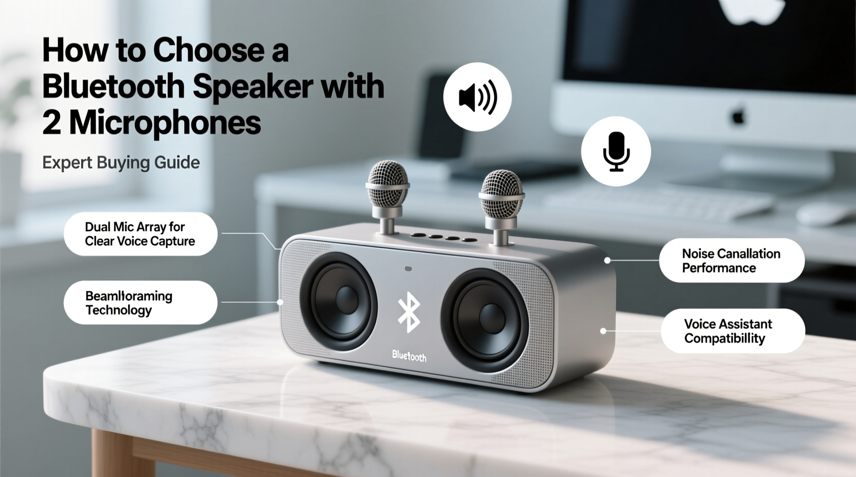 bluetooth speaker with 2 microphone