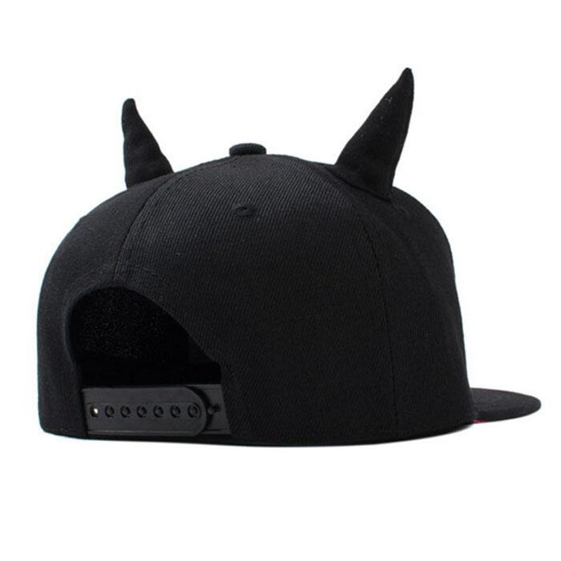 Horns Cap Men Women Baseball Cap Brim Straight Black Snapback Hat With Ears Kids Girls Boys Female Running Hip Hop cap